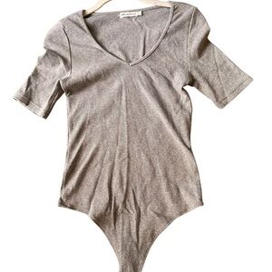 Avec Les Filles rib knit Half-Sleeve stretch cotton Bodysuit. Size S.